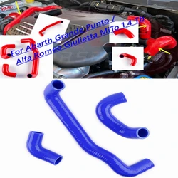 For Abarth Grande Punto / Alfa Romeo Giulietta MiTo 1.4 Tb Pop Off Circuit Silicone Hoses Kit Tubes Piping 3Pcs 10 Colors