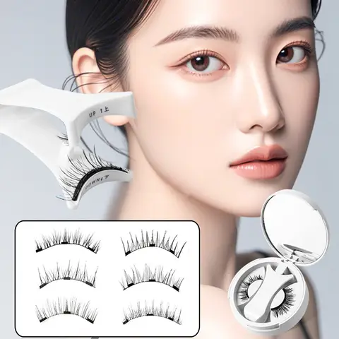 뜨거운 1 쌍 재사용 가능한 3d 자기 속눈썹 키트 멀티 스타일 자연 거짓 속눈썹 3 초 착용 거짓 속눈썹 용품