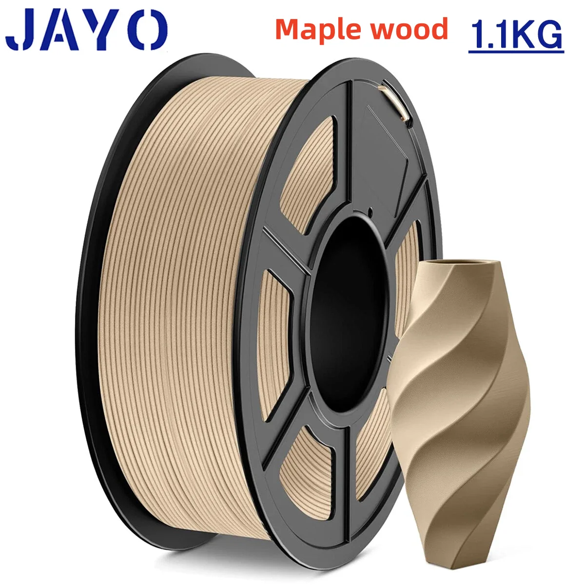 JAYO 1100G Holz-PLA 3D-Filament 1,75mm 1,1KG Hochgeschwindigkeits-PLA Holztextur 3D-Drucker-Filament 15% Holzfaser 3D-Druckmaterialien