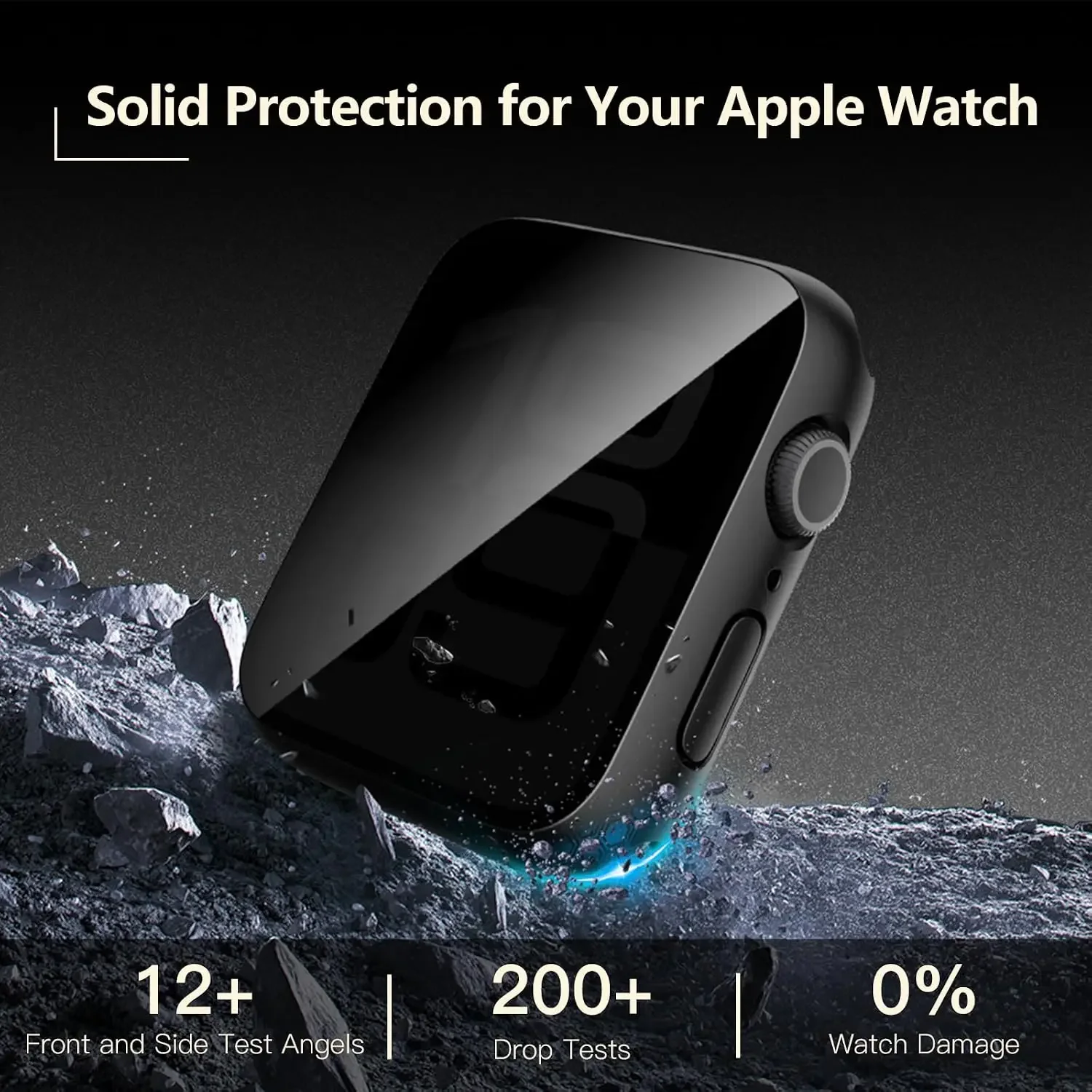 Anti-Spy Privacy Tempered Glass Screen Protector Case For Apple Watch Series 12 11 10 46mm 42mm Electroplated PC Bumper Cover