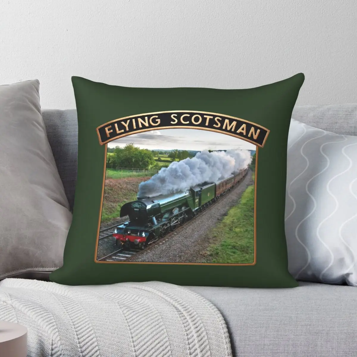 

Flying Scotsman And Nameplate Pillowcase Polyester Linen Velvet Printed Zip Decorative Sofa Seater Cushion Cover 45x45