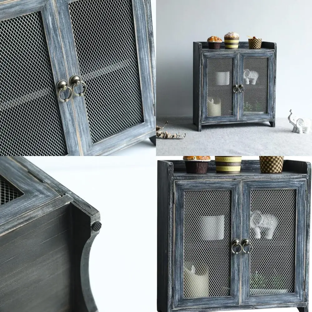 

Compact Wood Spice Cabinet with Magnetic Door for Kitchen and Bedroom, Grey, 14.5x6.5x10 inches