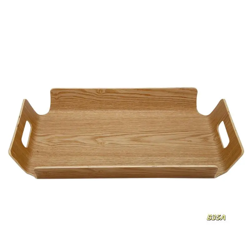 

4X Luxury Desk Table Bamboo In Bed Bread Wooden Tray Wood Fruit Breakfast Food Cake Coffee Tea Serving Tray With Handles