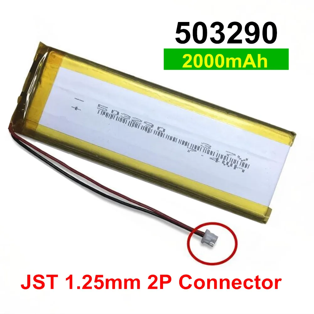 1-10PCS 503290 503090 503096 503590 1.25mm Plug 3.7V 2000mAh Lithium Polymer Battery For GPS Bluetooth Headset Speaker Keyboard