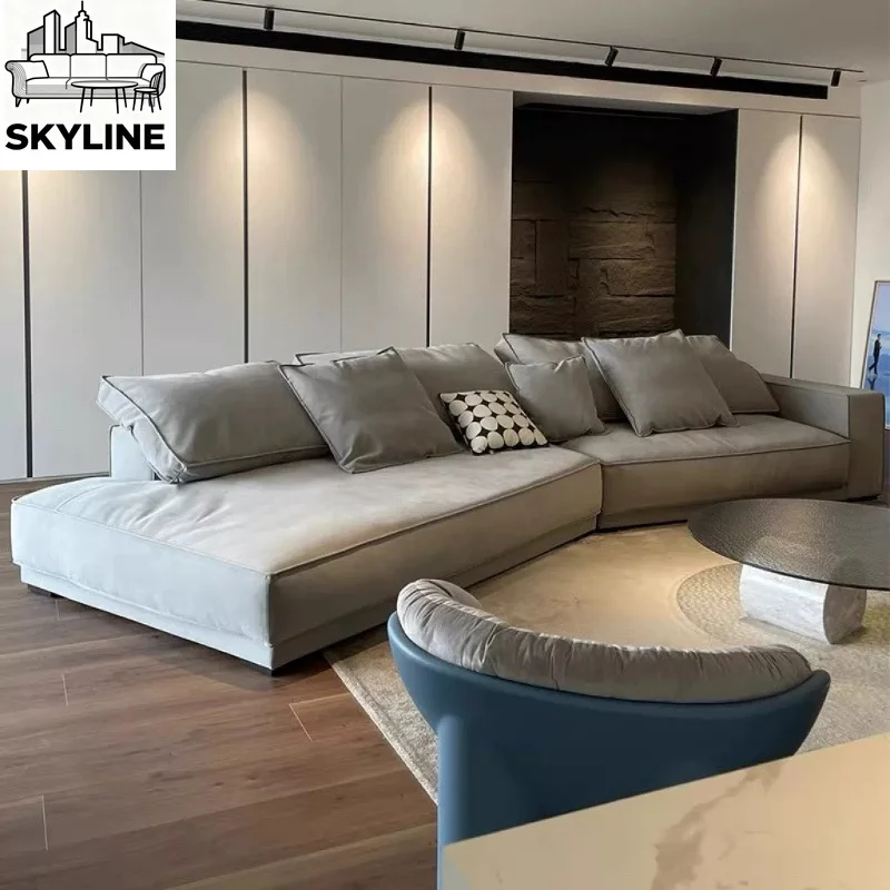 Minimalist matte fleece curved sofa office hotel lobby corner sofa