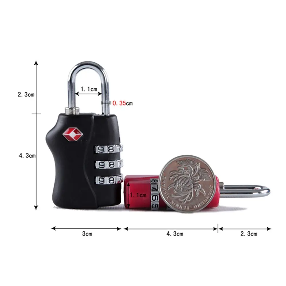 TSA Customs Code Lock Luggage Password Locks Bike Lock 3 Dial Digit Password Lock Travel Safe Anti-Theft Lock