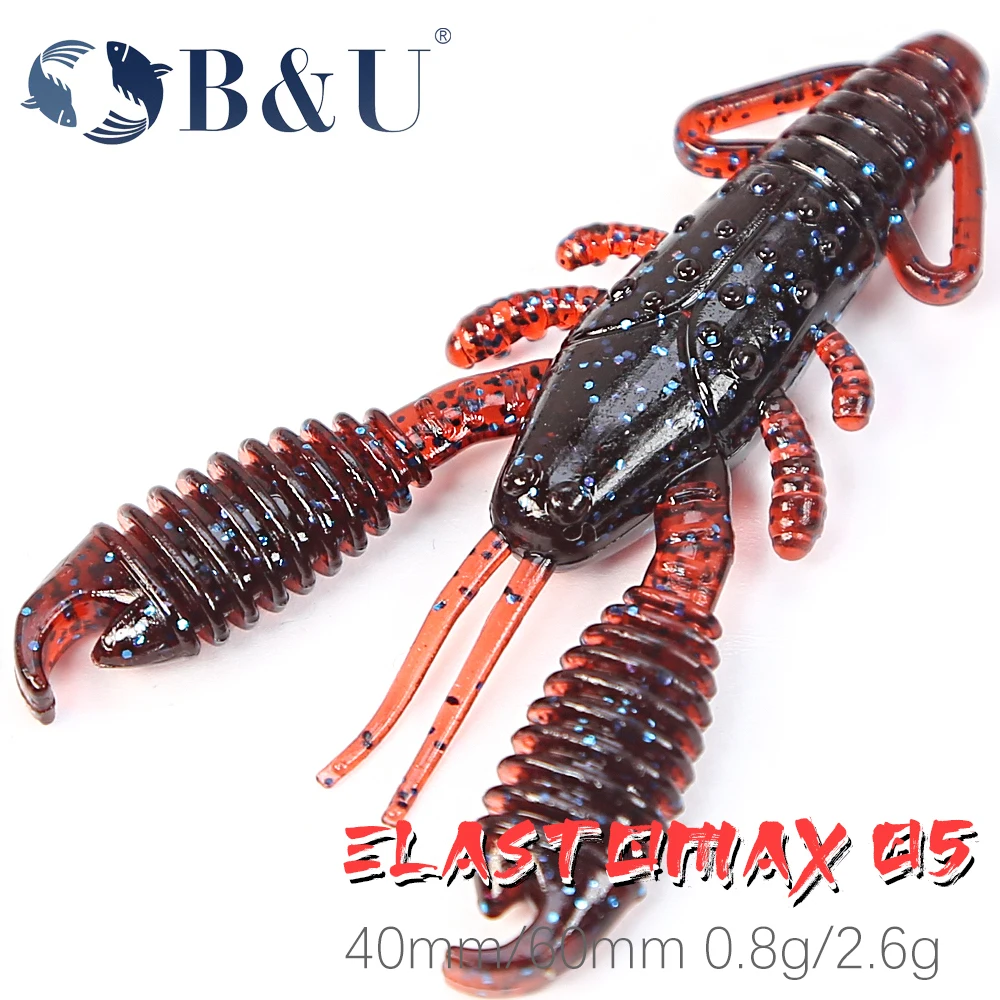 B&U Floating soft Lure 40mm/60mm Craw Shrimp Fishing Lures shrimp Lobster Soft Plastic Lure Fishing Lures