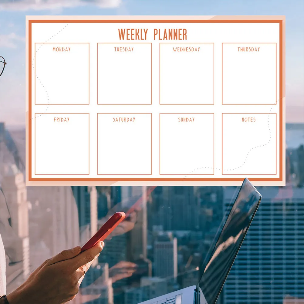 Peel and Stick Weekly Calendar Whiteboard Reusable Dry Erase Planner for Children Art Drawing Time Management Safe Sturdy Smooth