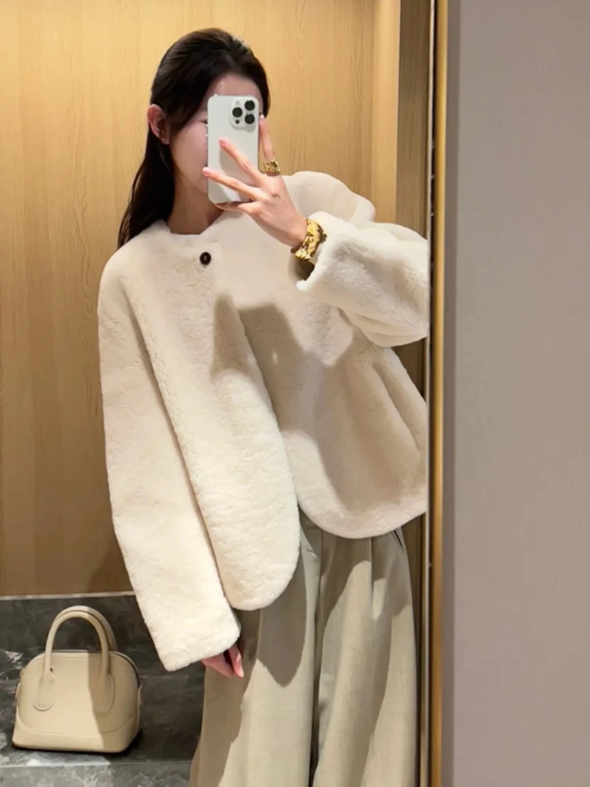 

Lamb Wool Jacket Women Woman Clothes Waistband Feature Middle Strip Element Center Band Component Hub Tape Part Core Ribbon Vibe