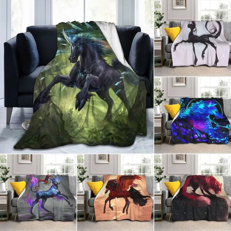 

Unicorn Phoenix Wolf Cartoon Series Blanket Flannel Blanket Super Soft Fleece Throw Blankets Warm Blanket for Bedroom Couch Sofa