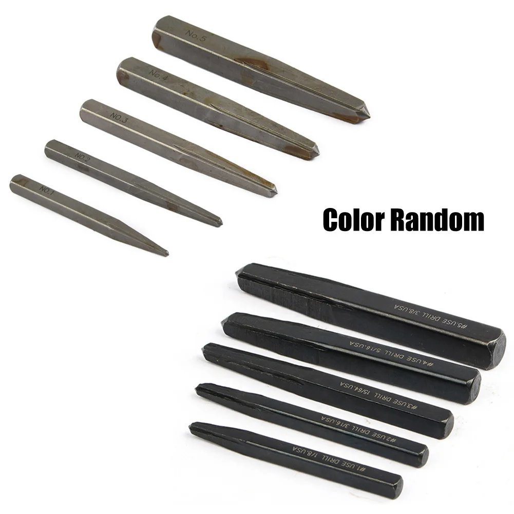 5pcs Screw Extractor Square Carbon Steel Breakage Bolt Extract For Water Valve Pipe Connector Internal External Screws Tools