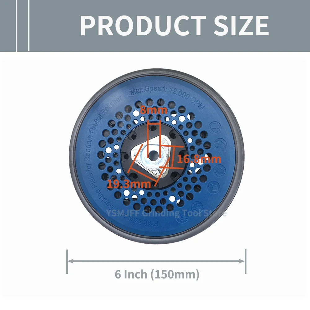 1PC 6 Inch 17 Hole Random Orbital Sander Hook & Loop Sanding Pad, Self-Adhesive Backing for Polishing Wheel Sander Power Tools