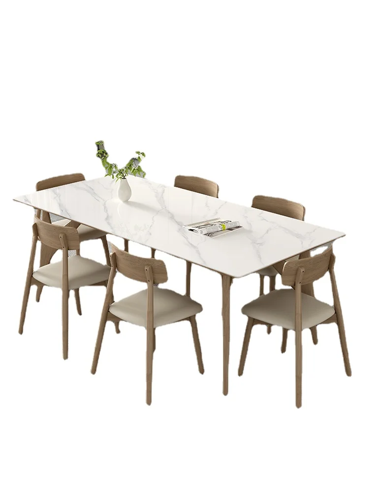 

YY Solid Wood Legs Ash Wood Wood Color Nordic Modern Simple Rectangular Dining Tables and Chairs