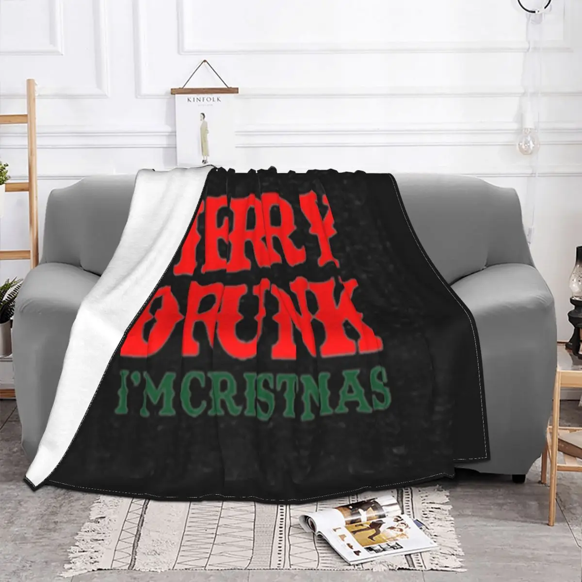 Merry Drunk Im Christmas Funny Punk Hip-Hop Newest Top Loose Children More Colors Punk Children Streetwear Throw Blanket