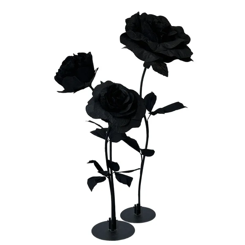 

Black clock in point giant EVA rose outdoor available paper art window beautiful Valentine's Day high-end decoration