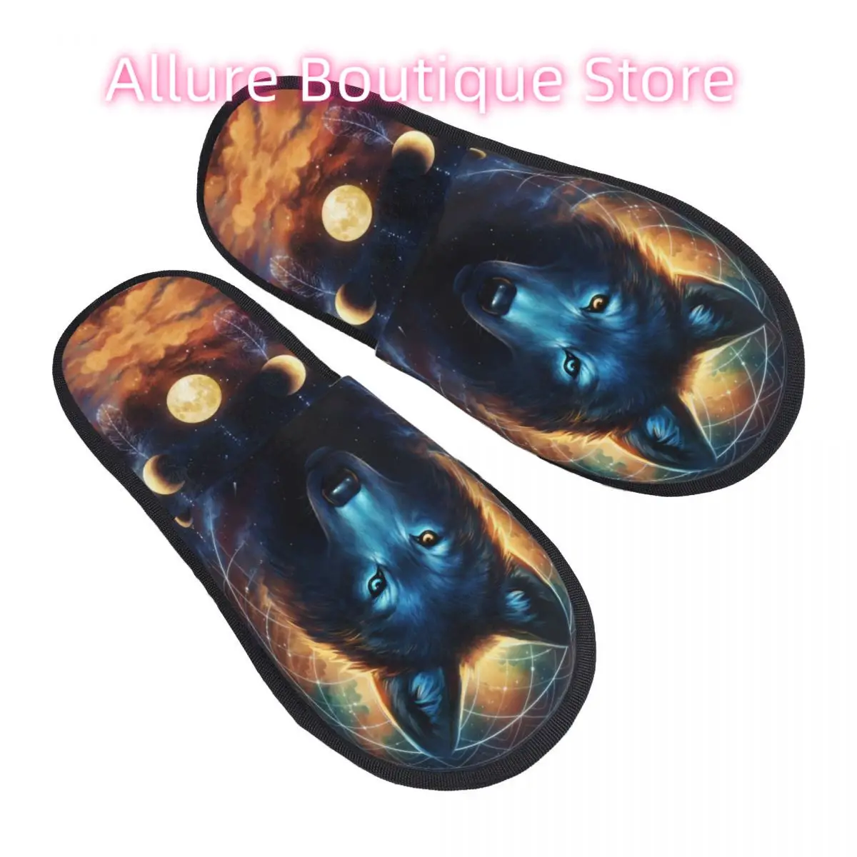 

Домашние тапочки Spirit Animal Wolf на заказ, женская обувь из мягкой пены с эффектом памяти, удобные теплые тапочки с противоскользящей подошвой