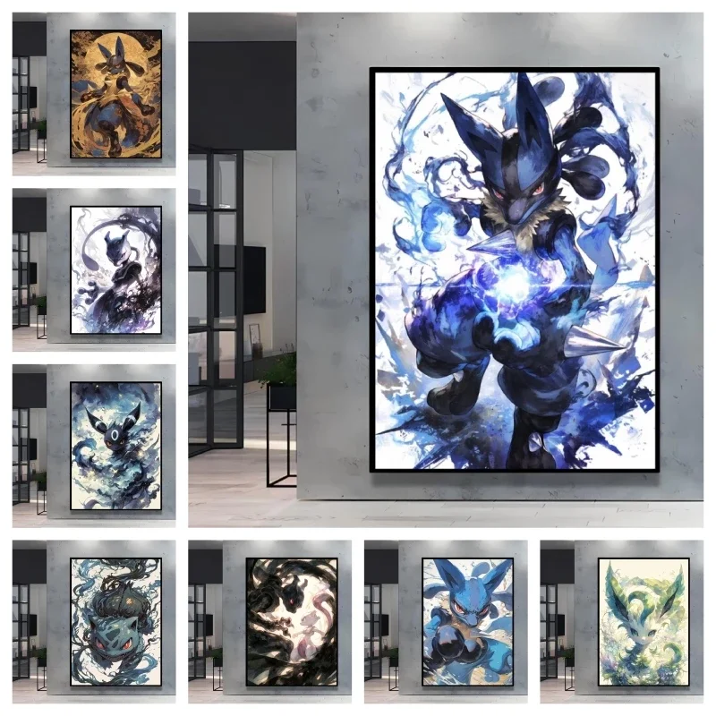 1PC  Super Cool Pokemon Lucario Decorative Painting High Quality Printing and Vivid Colors It Adds Unique Charm To Home and B