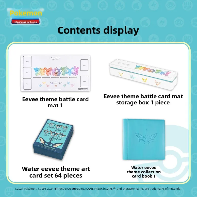 Original Eevee ขั้นสูงของขวัญกล่อง Pokemon Trading Card เกม PTCG ตัวย่อจีน Thunder และ Fire และน้ําการ์ดเกมของเล่นกล่อง