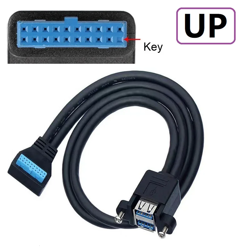 

USB 3.0 Data Male To Female 20pin Computer Extension Adapter Splitter Cable 90 Degree 19pin Connector Plug Extender Motherboard