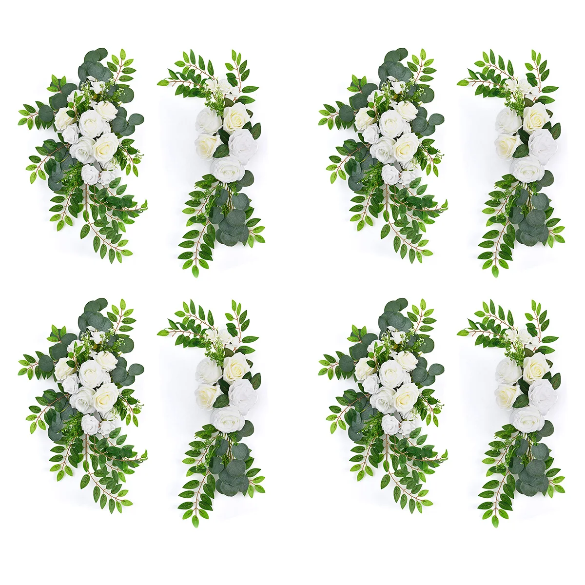 

Set of 4 Artificial Rose Flower for Wedding Arch Flower Swag for Wedding Ceremony Welcome Signs Reception Decorative Swag White