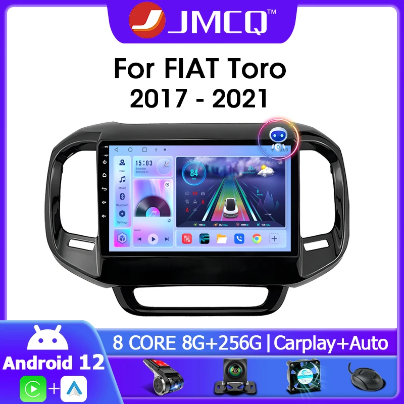 

JMCQ Android 12 Car Radio for Fiat Toro 2017 2018 2019 2020 2021 Multimedia Player 2din Carplay Auto Stereo GPS WIFI DVD 2 Din