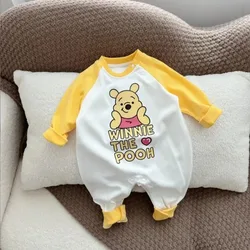 New Spring Autumn Baby Girls Boy Romper Cartoon Winnie The Pooh Long Sleeve Casual Bodysuit Infant Outing Jumpsuit K3126-3