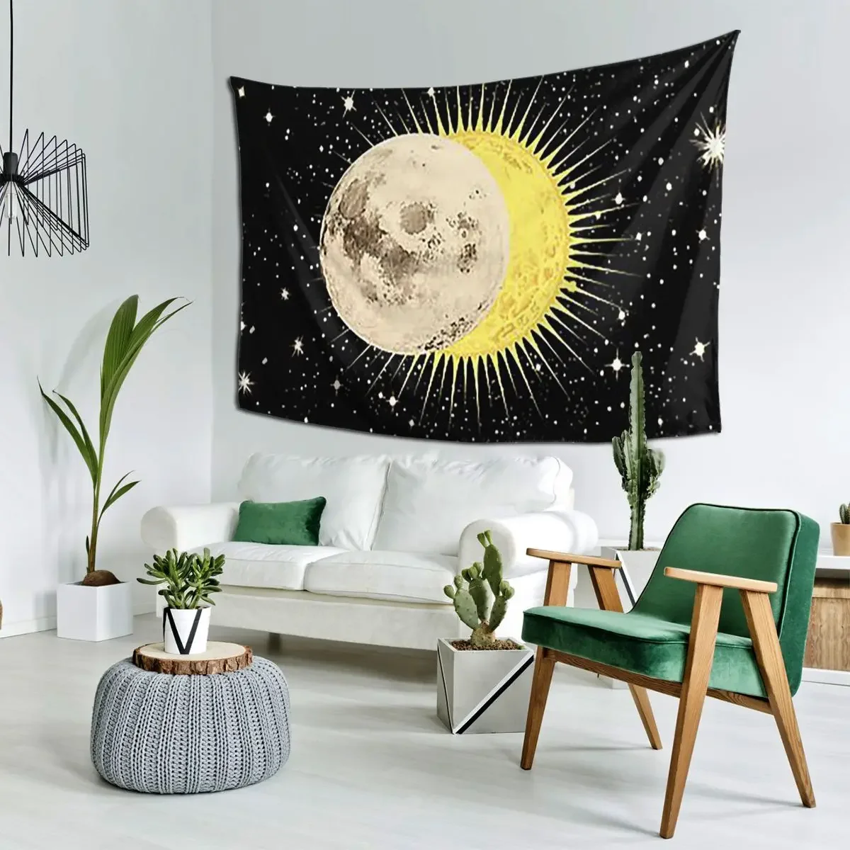 Imminent Eclipse Sun Moon And Stars Space Astronom Tapestry Art Wall Hanging Home Tapestries for Room Bedroom Dorm Room