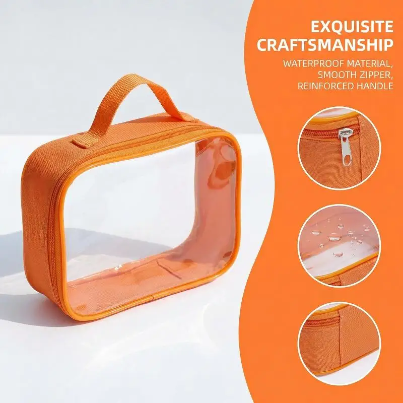 New Transparent Candy Color PVC Handbag PU Leather Large  for Swimming Picnic Holiday Travel