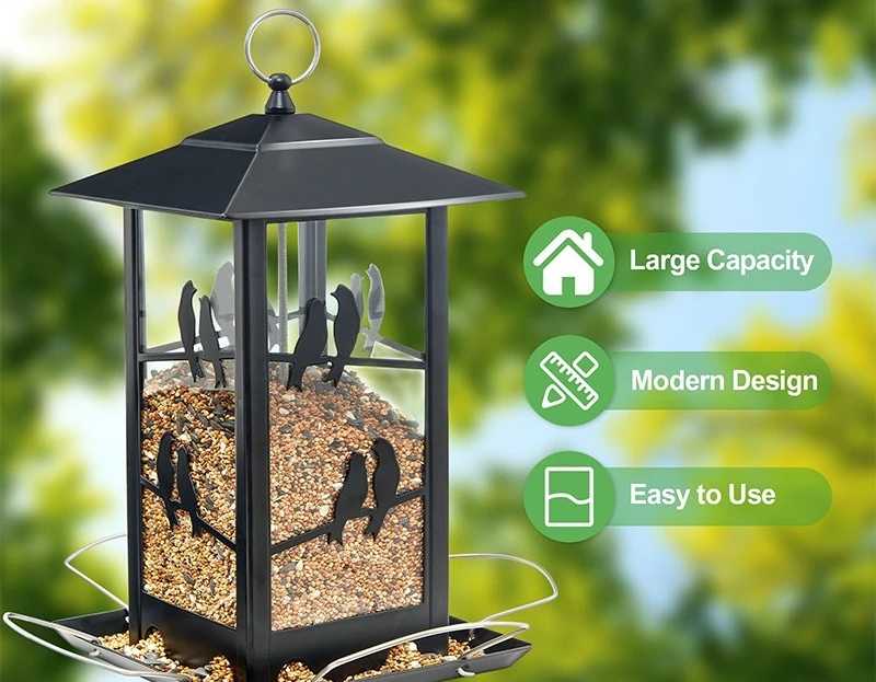 Vertical hanging outdoor metal wrought iron wild bird water feeder hummingbird feeder