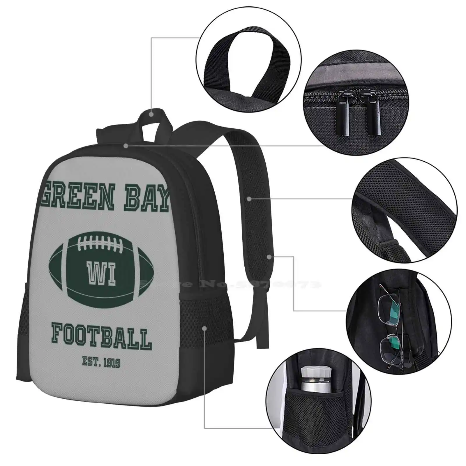 Green Bay-mochila de fútbol de estilo Retro, mochila de moda, para empaquetadores de fútbol