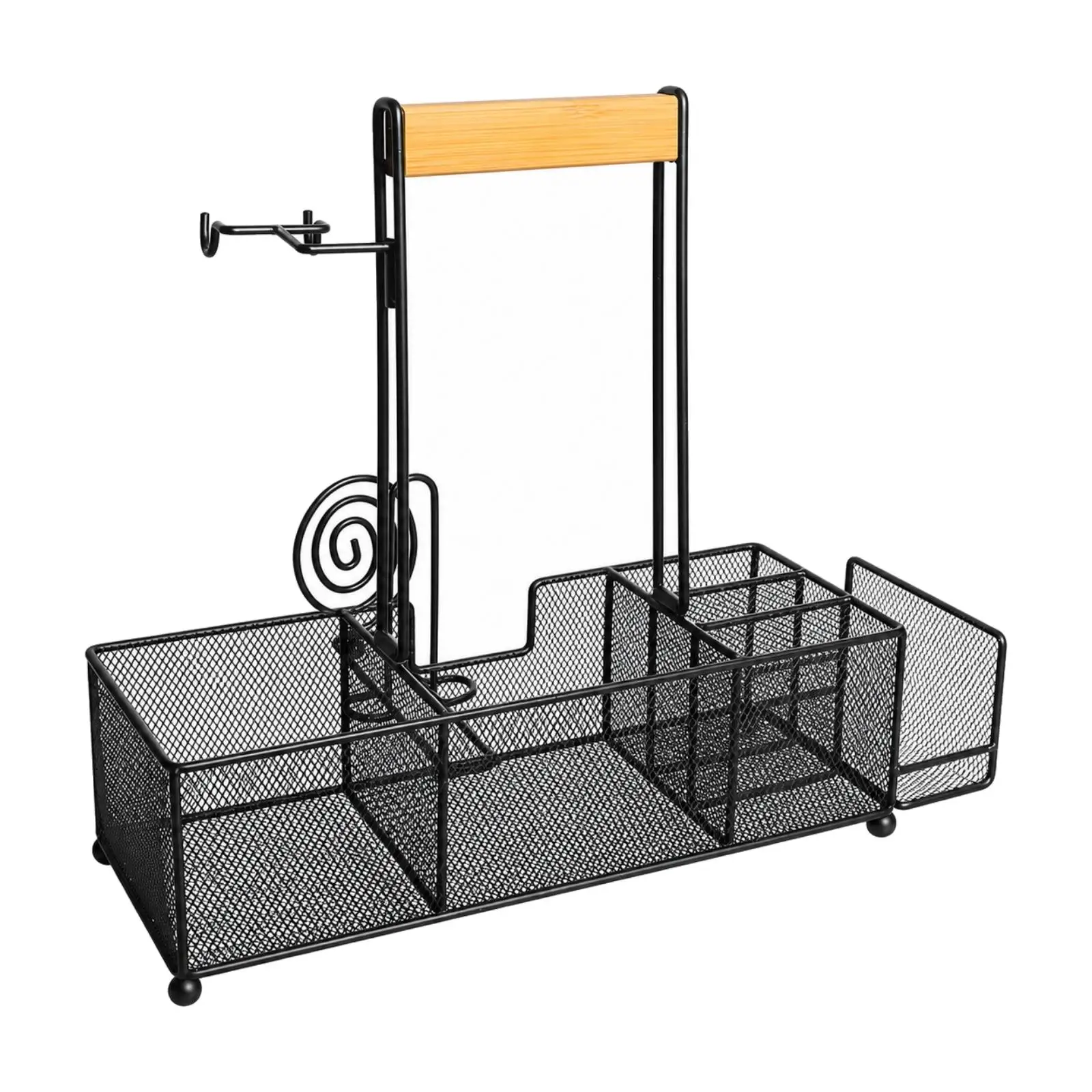 Organizer Multi-Purpose Kitchen Organizer Holder with Paper Towel Holder Plate Rack Holder with Carry Handle Black Portable