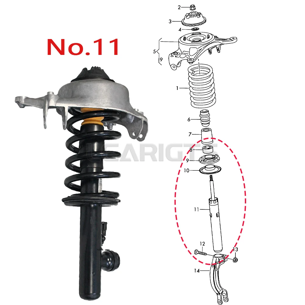 Pair Front Shock Absorber, For Audi Q5 8R 2008-2017, Air Suspension Coil Spring Shock Assembly w/EDC, 8R0413030L, 8R0413029J