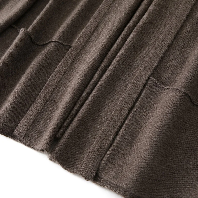 

CHICUU Women's 100% Cashmere Sweater Open Stitch Scarf Collar Cardigan Coat Thick Luxury Cashmere Knitwear Autumn Winter