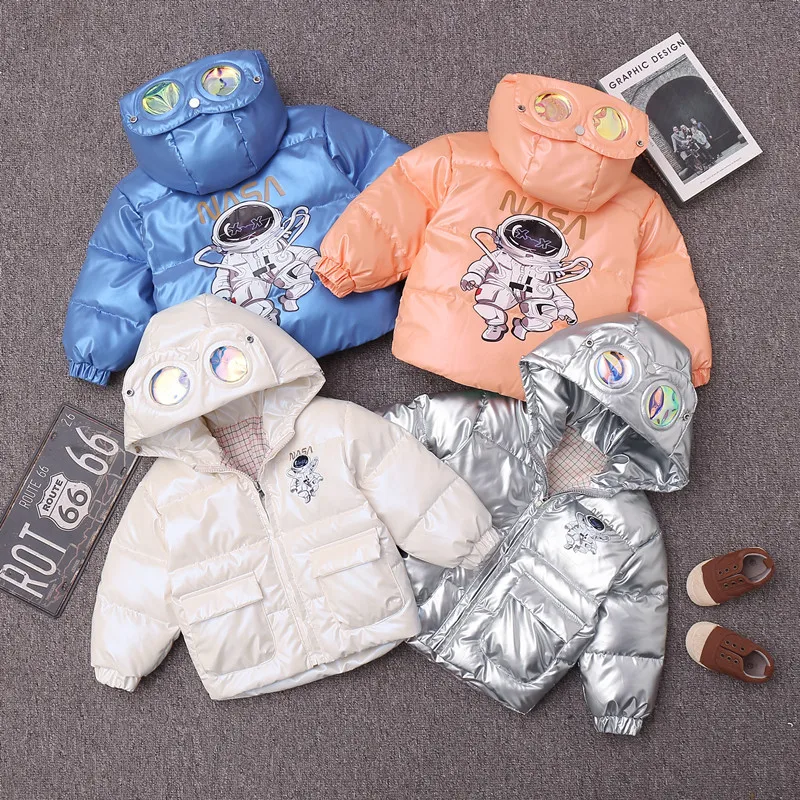 Jungen Daunen mantel Jacke Baumwolle Oberbekleidung Windschutz 2023 Cartoon verdicken Samt Winter warme Kinder kleidung-10 Grad unter z