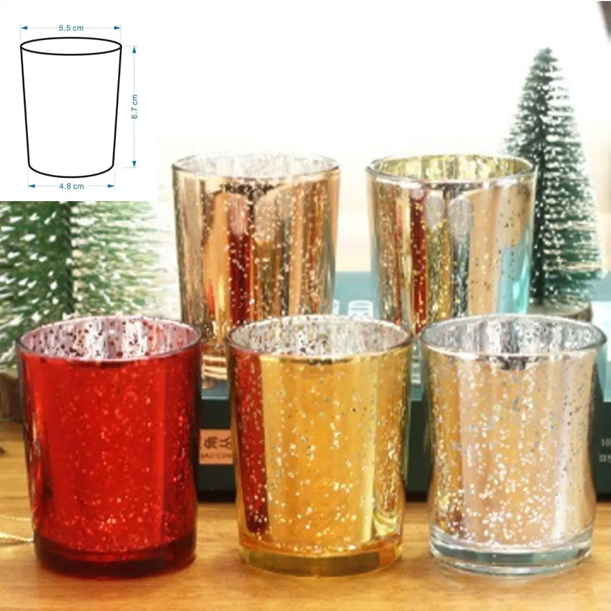 12Pcs Gold Votive Candle Holder Speckled Glass Tealight for Wedding Parties Hotel Cafe Bar Birthday Home Decoration Party Gift
