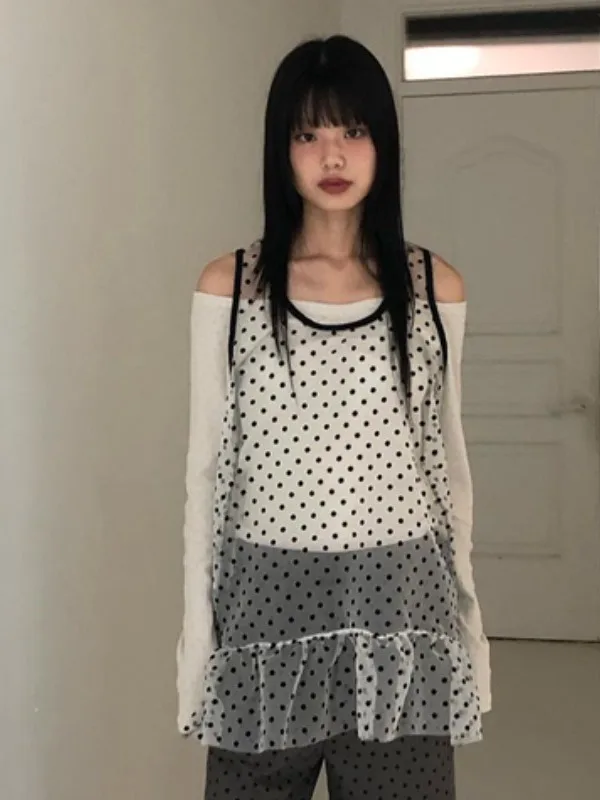 Шикарный многослойный винтажный жилет в горошек в стиле ретро Dr, корейский универсальный женский свитер Me Summer Faion Dr