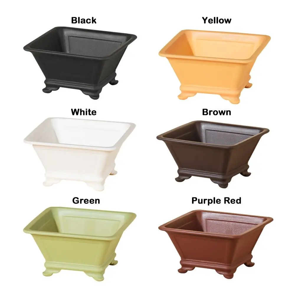 Creative Imitation Purple Clay Flowerpots Durable Thick DIY Plants Pots Colorful Bonsai Tray Pots Gardening