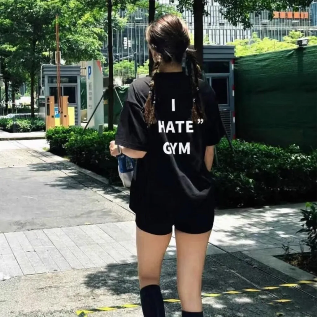 I Hate Gym Funny Slogan Letters Printing Unisex T Shirts Loose Cotton Short Sleeve Summer Casual Tops 2026 Fashion Crewneck Tees