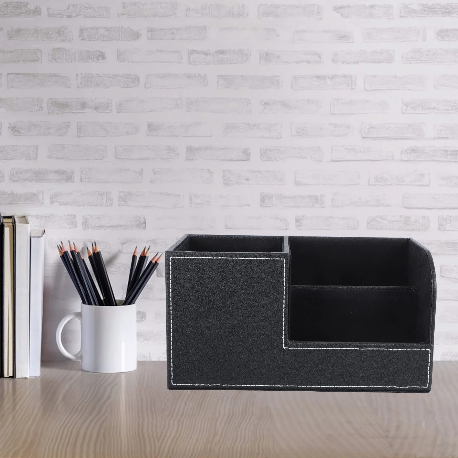 1 قطعة حامل قلم PU متعدد الوظائف مكتب منظم سطح المكتب الإبداعية الأعمال صندوق أدوات مكتب منظم القلم #2