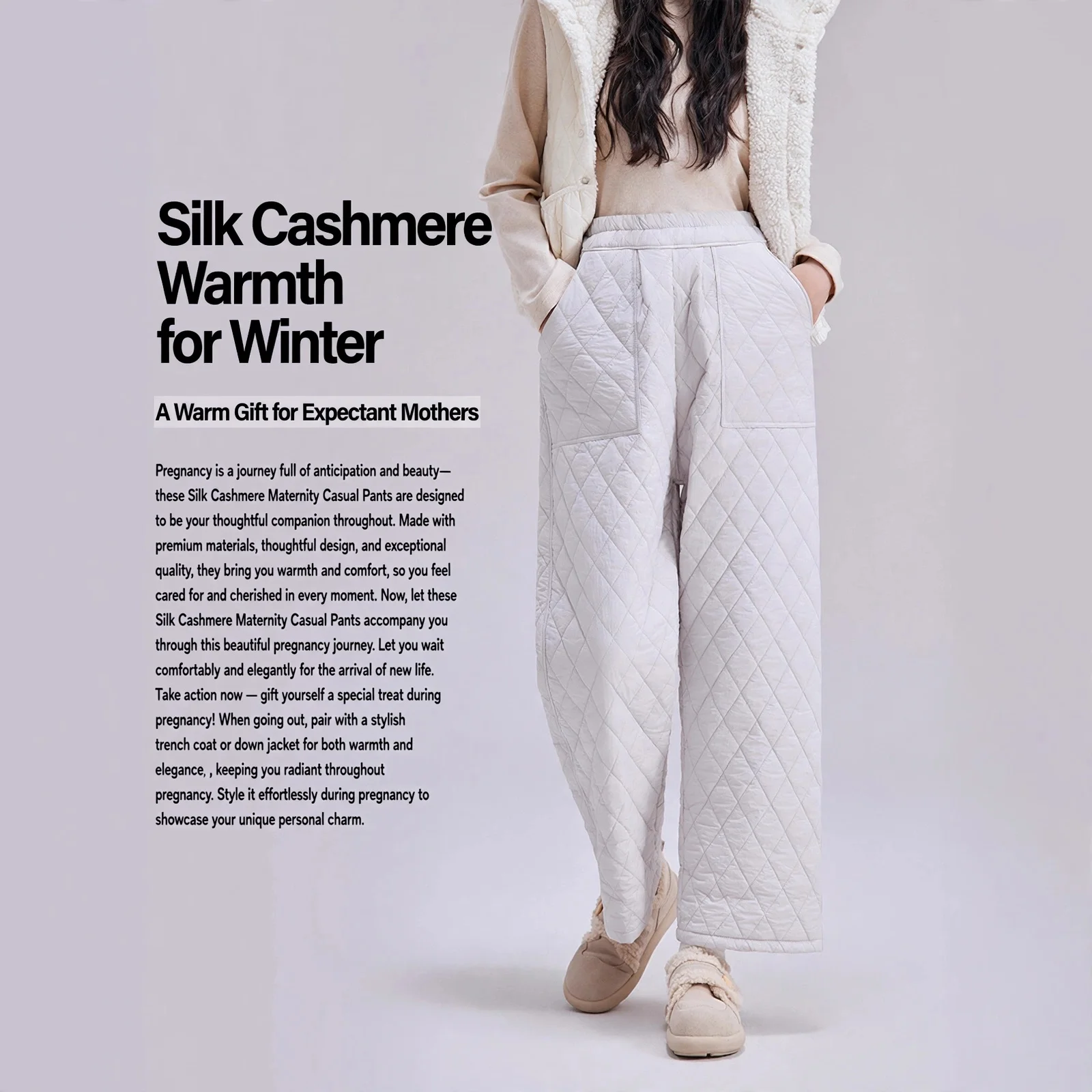 Maternity Pants Casual Loose Autumn Winter Thickened Padded Belly Support Nylon Comfortable Radish Trousers Plus Size