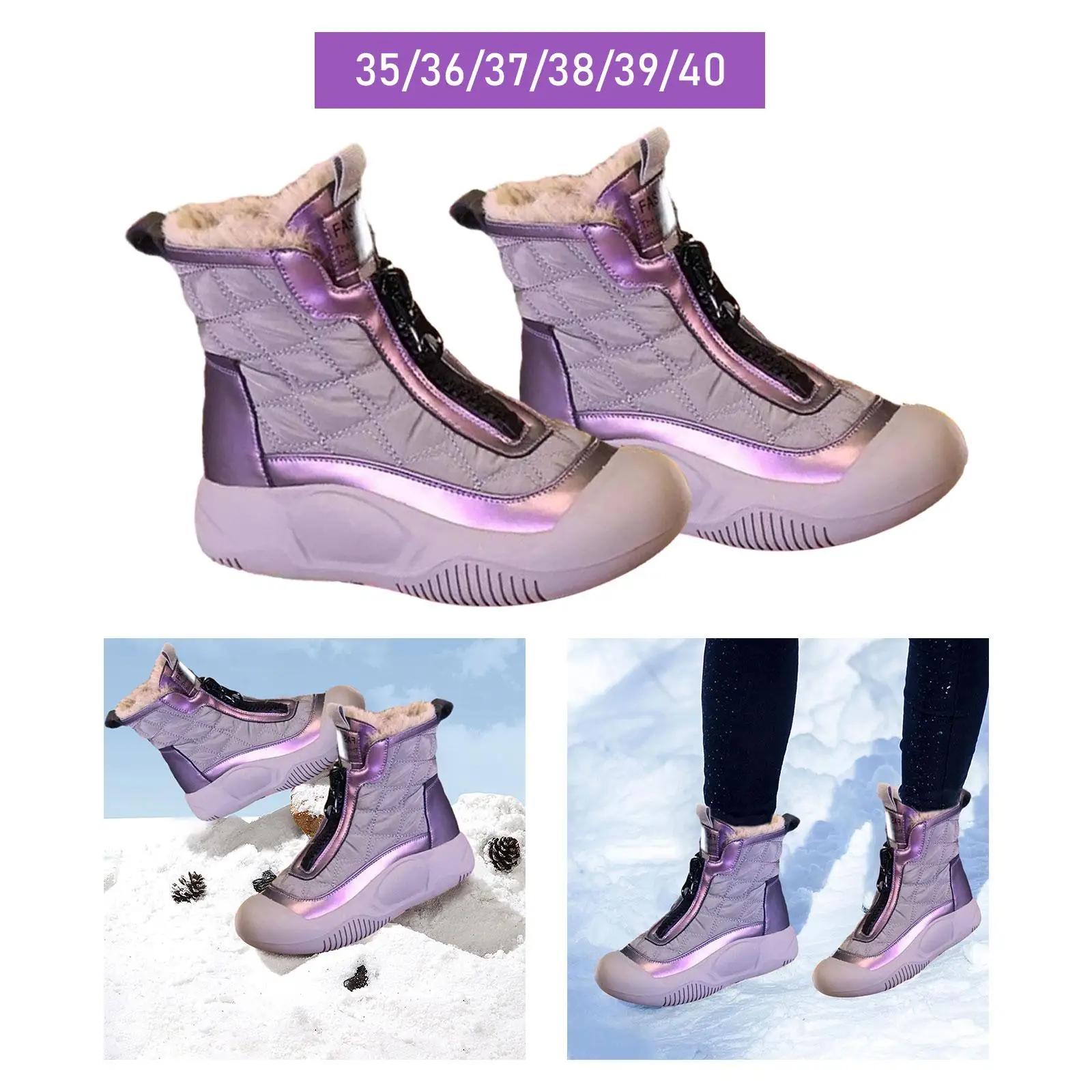 Botas de nieve de invierno para mujer, zapatos antideslizantes que mantienen el calor para senderismo al aire libre en invierno