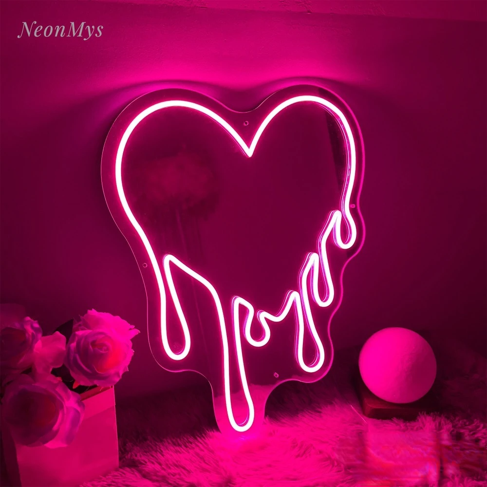 led neon light heart mirror decoracao estetica do quarto amor atmosferico quarto decoracao de casamento eua ue reino unido au plug 12 cores 01