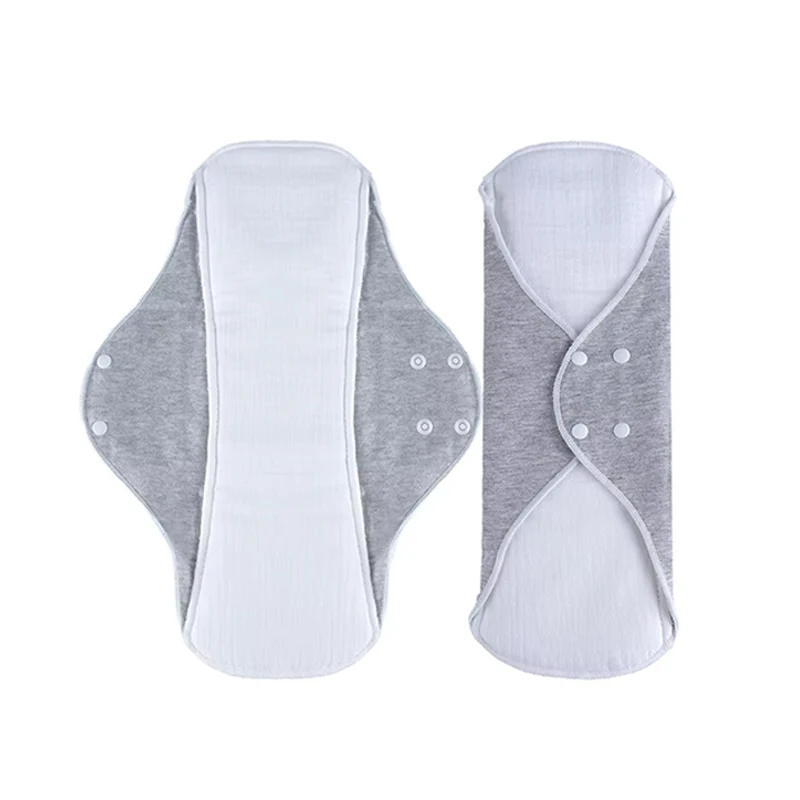 3-Layer Reusable Organic Cotton Menstrual Pads - 25*33cm, Microfiber Cotton Gauze Splicing Lining, Plain Color Sanitary Inner