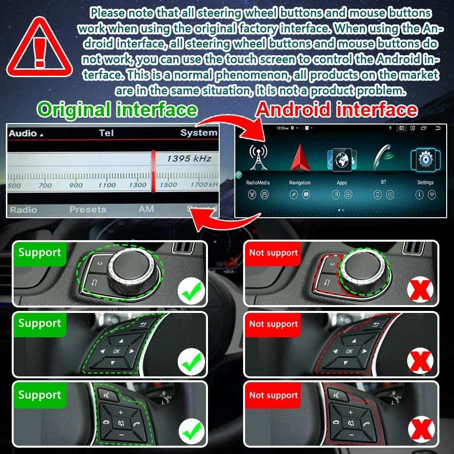 Kabelloses Carplay Android 15 Autoradio für Mercedes Benz CLS-Klasse W218 2010-2018 1920*720P Stereo-Bildschirm Multimedia-Player – Detail 7