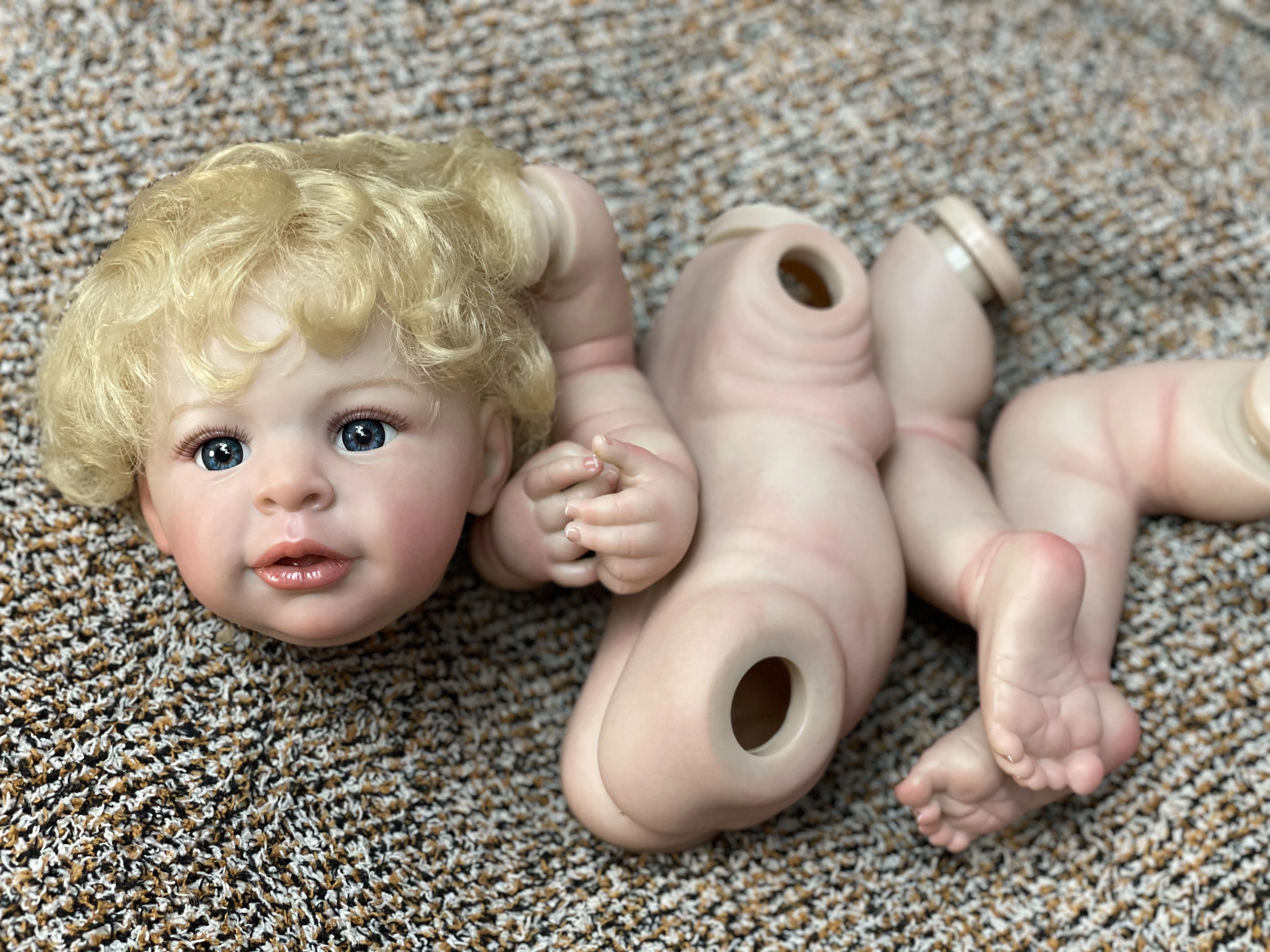 18 인치 Jaylan 비닐 소녀 비비 다시 태어난 인형 수제 페인트 미완성 DIY 신생아 인형 비닐 부품 액세서리 Pеборн готовый