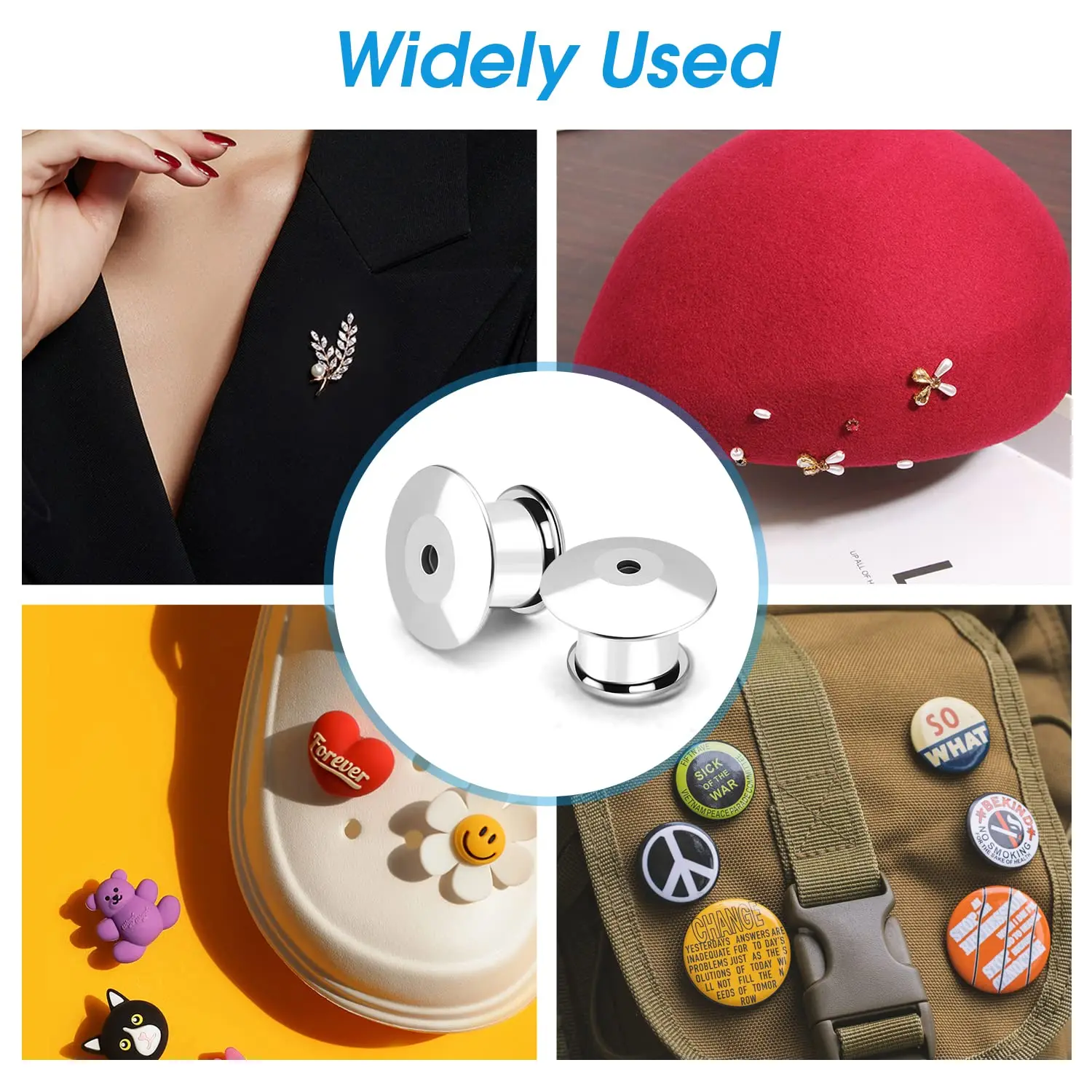 20-Piece Stainless Steel Locking Pin Backs | Secure Clasps for Brooches, Lapel Pins & Enamel Badges | Jewelry Making Supplies image 6