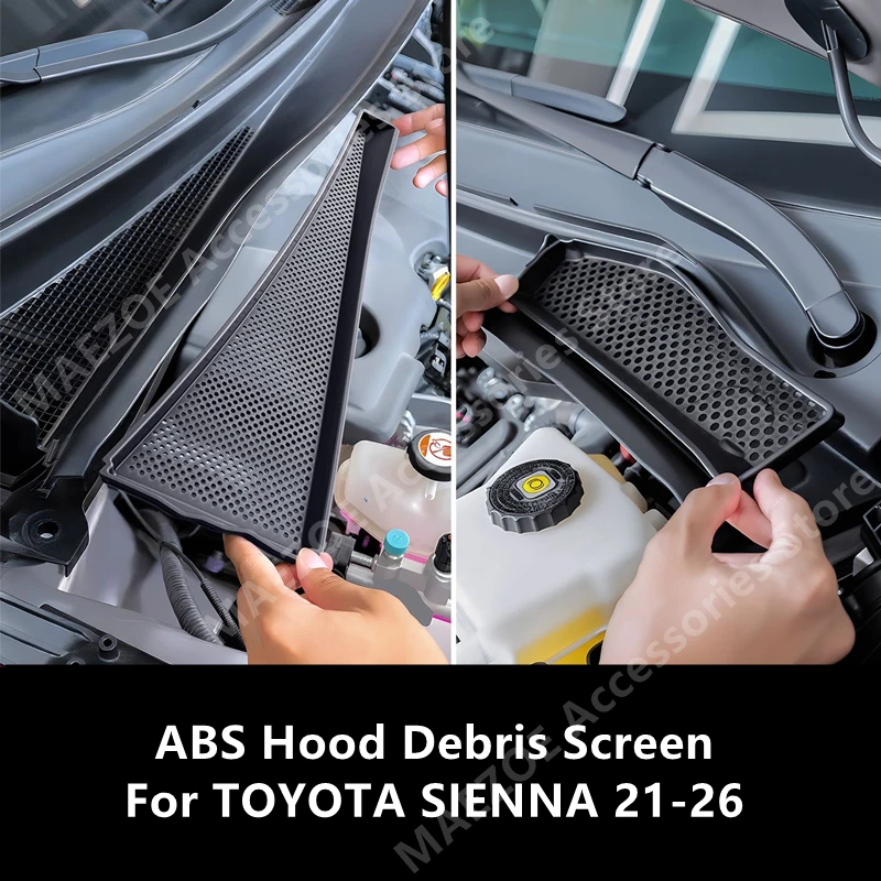 

For TOYOTA SIENNA 21-26 ABS Hood Debris Screen,Front Engine Compartment Water Guide Slot Anti-blocking Strip,Front Trunk Protect