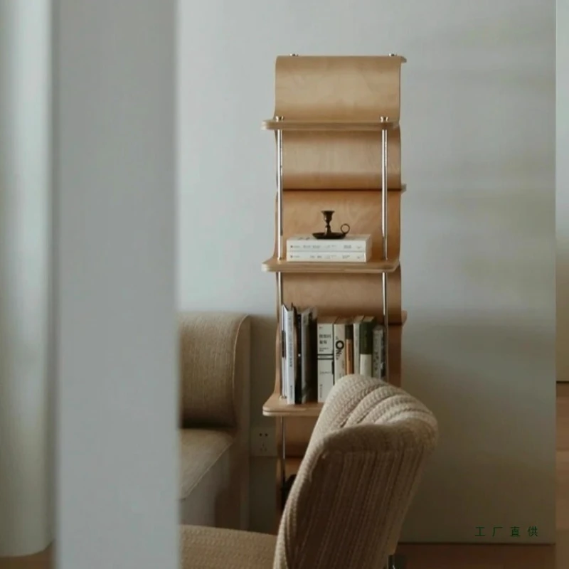 

Books and newspapers medieval simple Bauhaus floor rack, living room corner storage light luxury magazine display rack