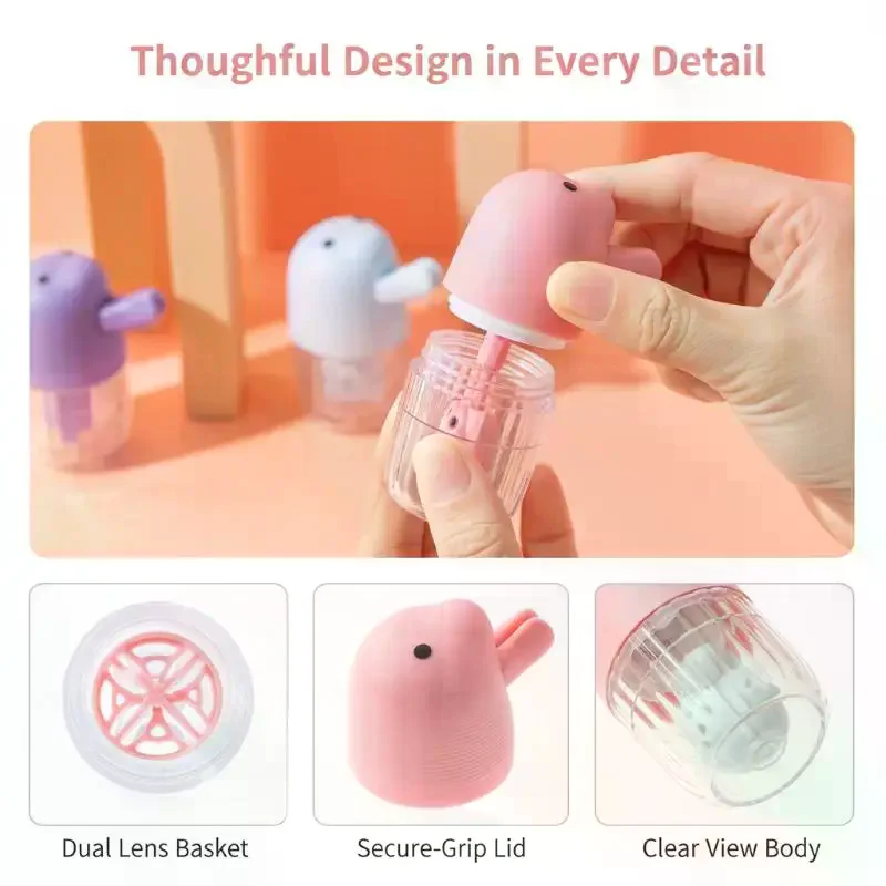 Portable Travel Washer & Storage Box 2-in-1 Manual Rotation: 1 Set Contact Lens Cleaner Case Cleaning Kit