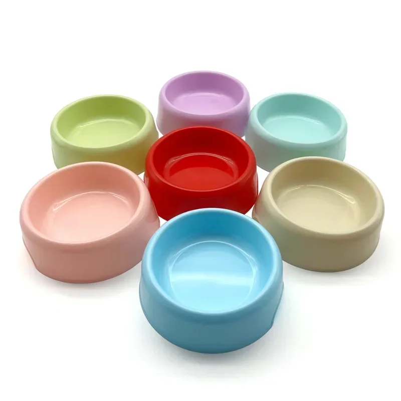 Solid Color Pet Bowls Cat Bowls Candy-Colored Lightweight Plastic Single Bowl Small Dog Cat Pet Bowl Pet Feeding Water Bowl